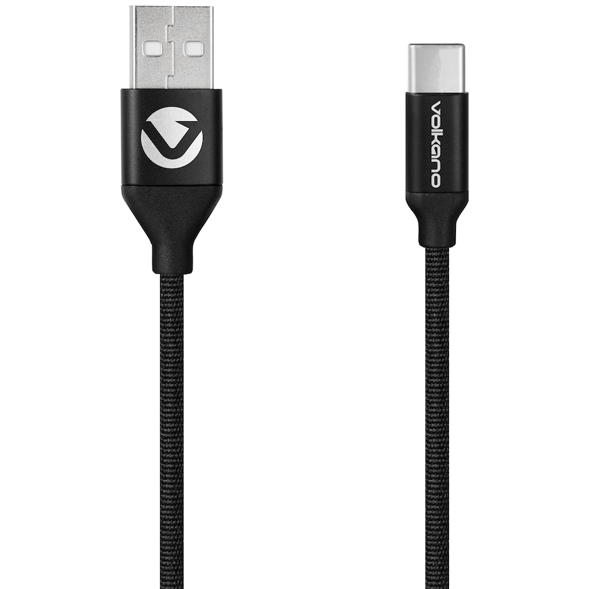 Volkano Weave Series Braided USB A to Type-C Cable 1.2m 60w - Black - Image 3
