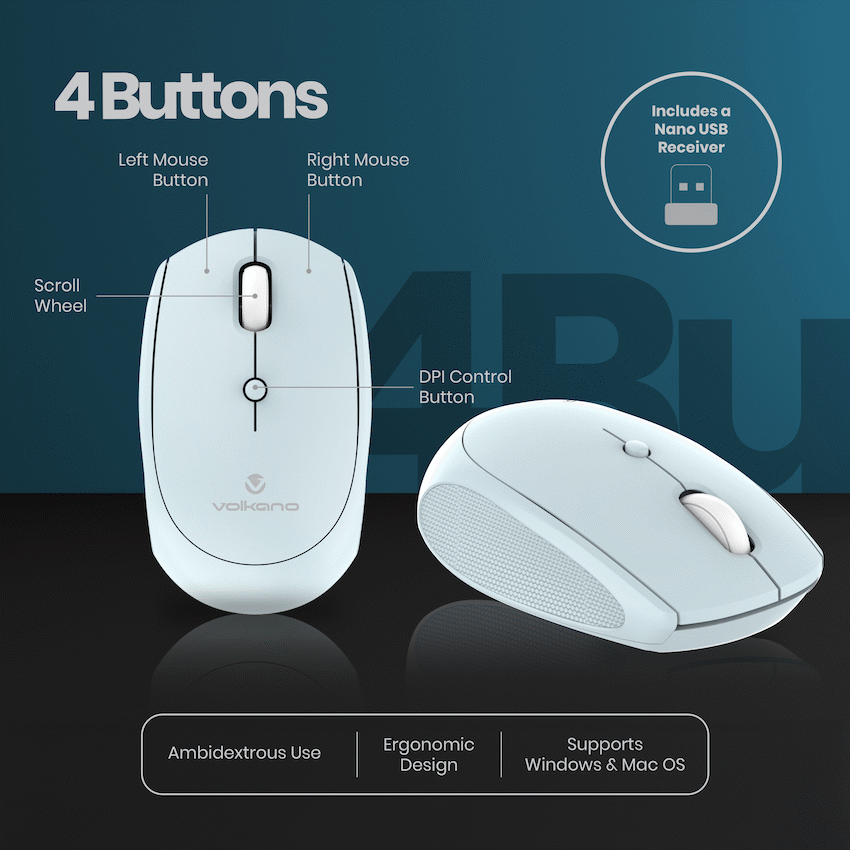 Volkano Talc Wireless Mouse - Blue - Image 2