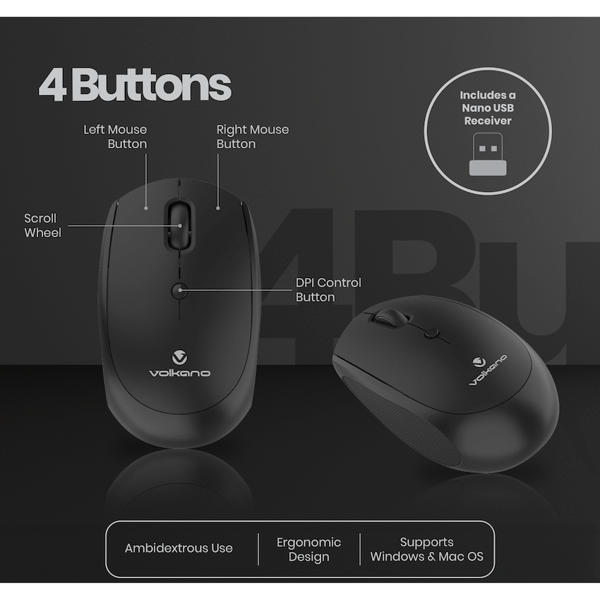 Volkano Talc Wireless Mouse - Black - Image 3