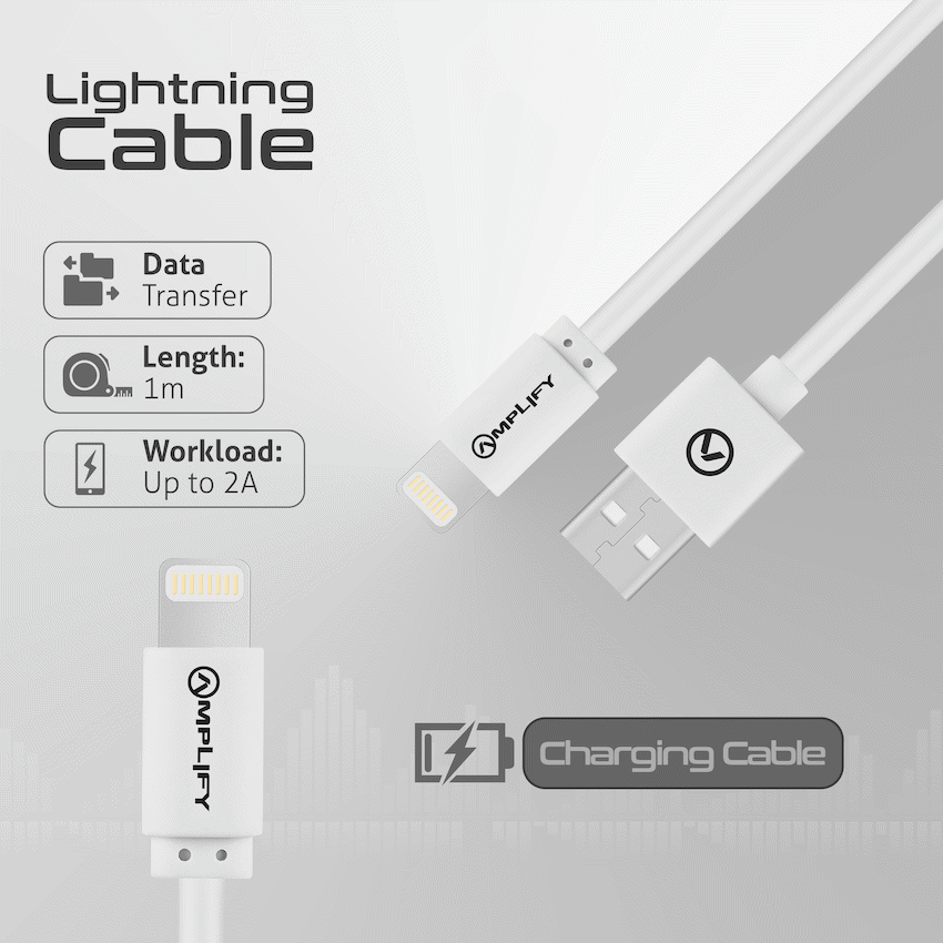 Amplify Lightning Charging Cable for iPhone & iPad - White - Image 3