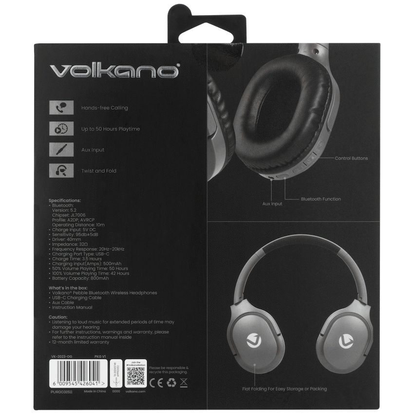 Volkano Pebble Series Bluetooth Headphones - Dark Grey - Image 18