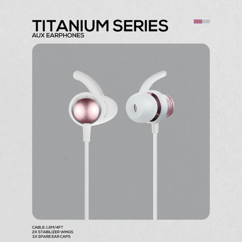 Volkano Titanium Series AUX Earphone - Rose Gold - Image 4