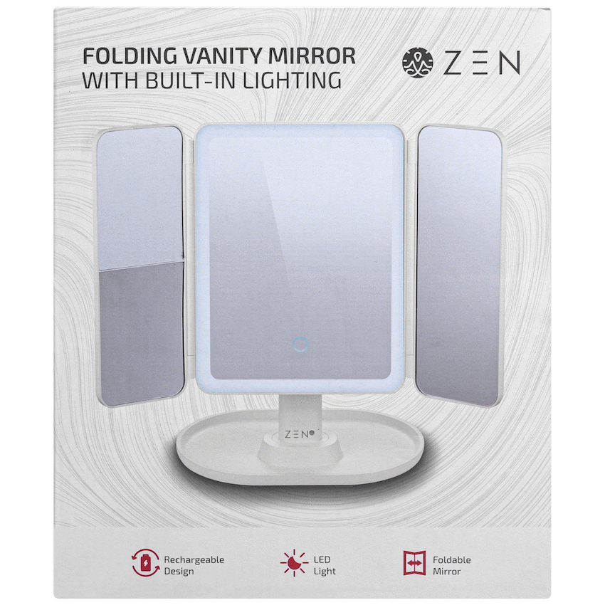 ZEN Selene Series Detachable Trifold Makeup Mirror - White - Image 4