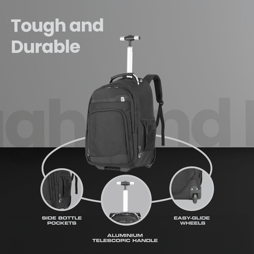 Volkano Lincoln 15.6" Laptop Trolley Backpack - Black - Image 4
