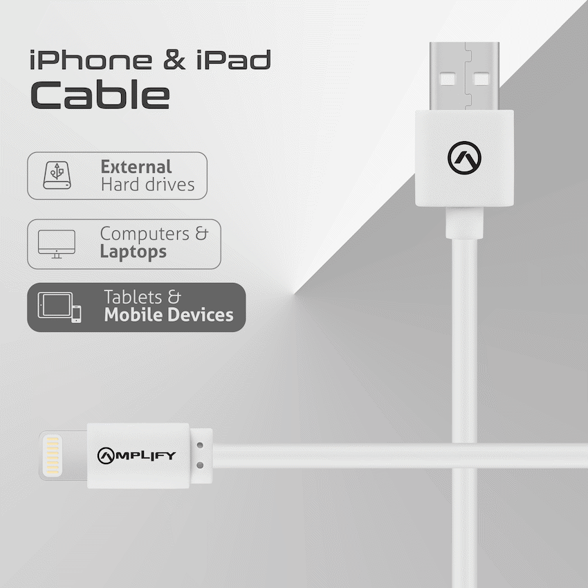 Amplify Lightning Charging Cable for iPhone & iPad - White - Image 4