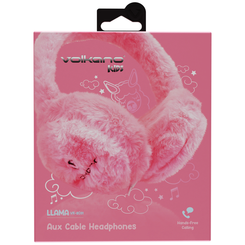 Volkano Kids Llama Series Wired Headphones with Case - Pink - Image 5