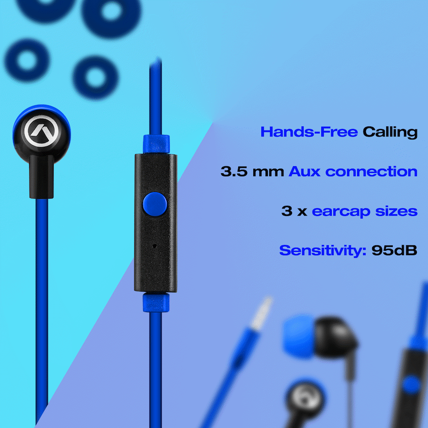 Amplify Vibe Series Earphones with Mic - Black and Blue - Image 5