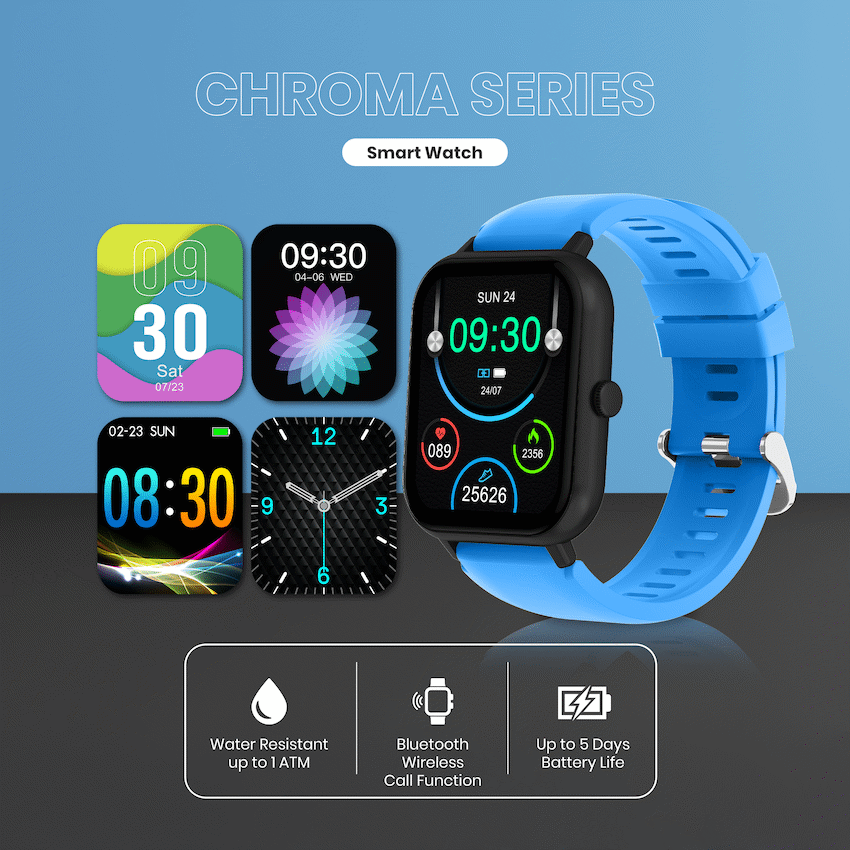 Volkano Chroma Series Smartwatch with Blue Strap - Image 6