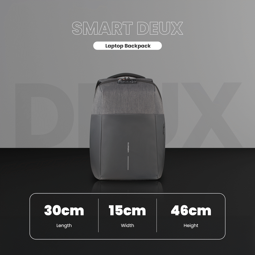 Volkano Smart Deux Laptop Backpack - Black/Charcoal - Image 5