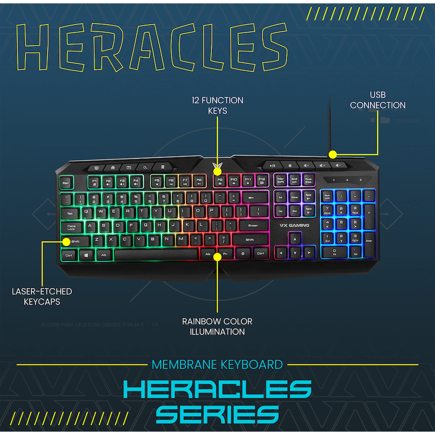 VX Gaming Heracles Series 4-in-1 Combo KB, Mouse, Mousepad, Headset - Image 5