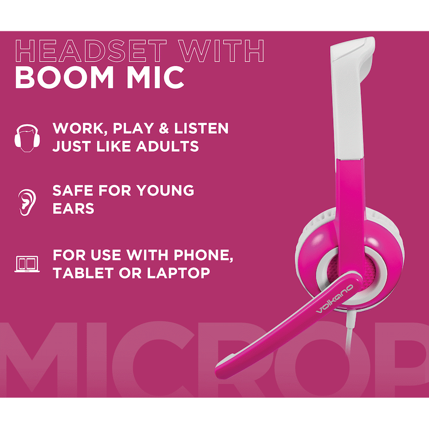 Volkano Kids Chat Junior Series Headset with Mic - Pink - Image 5