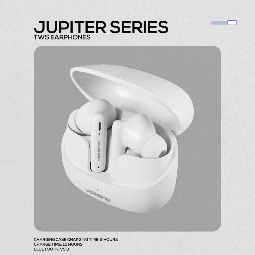 Volkano Jupiter Series TWS Earphones - White - Image 4