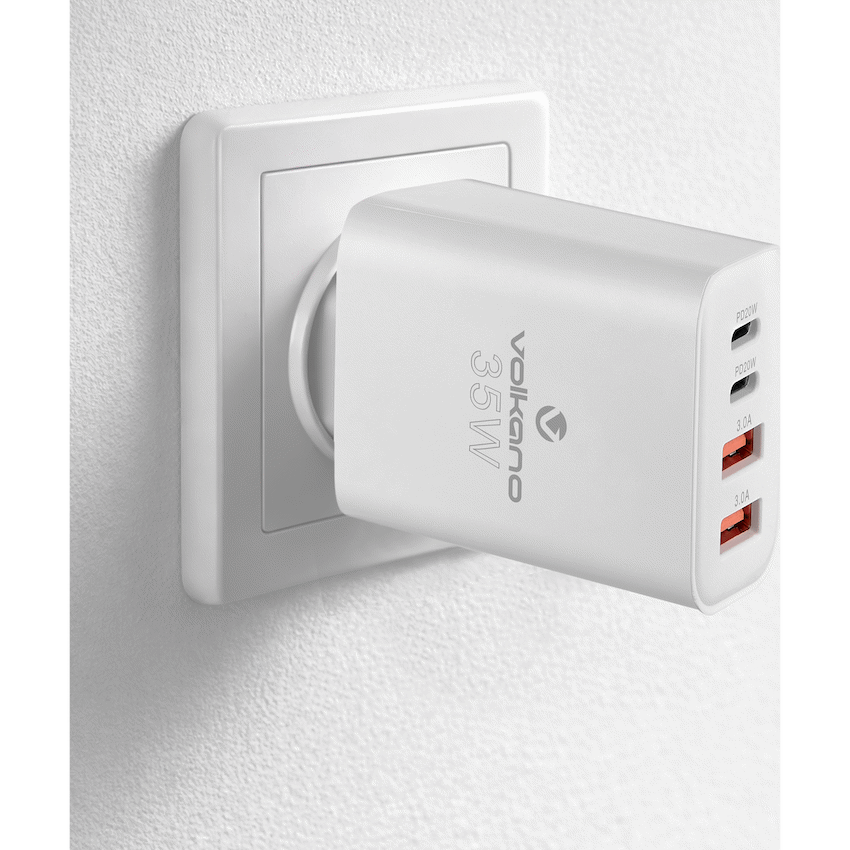 Volkano Quad Series 2x PD USB-C 2x USB-A 3a 35W Wall Charger - Image 7