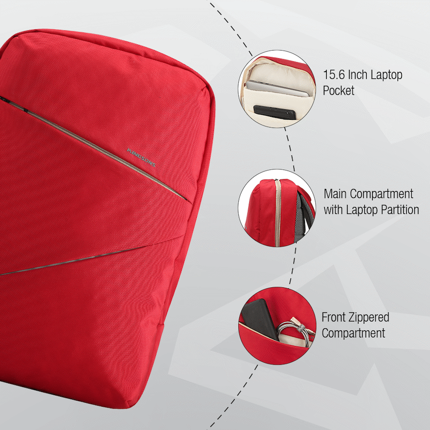 Kingsons Arrow Series Laptop Backpack Red - Image 6