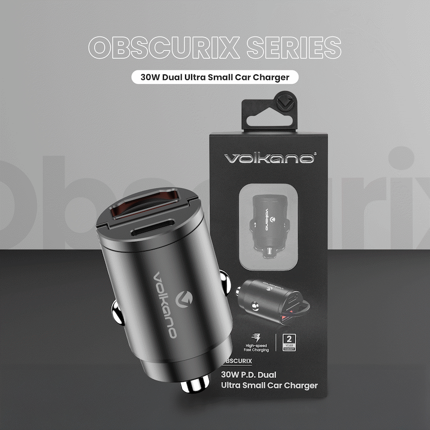 Volkano Obscurix Series 30w PD Dual USB-A and USB-C Ultra Small Car Charger - Image 6