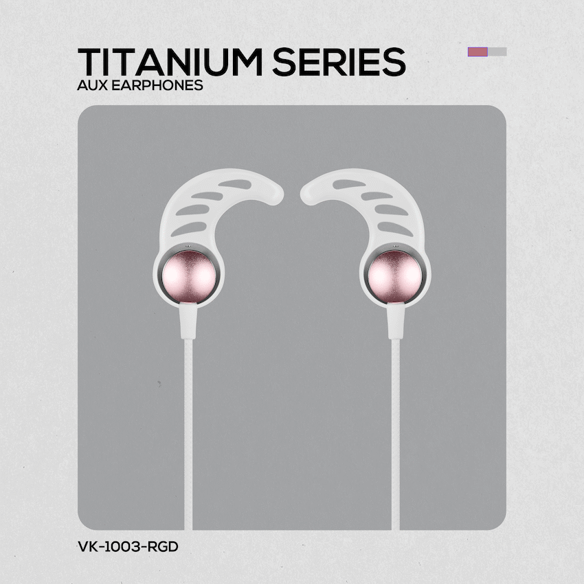 Volkano Titanium Series AUX Earphone - Rose Gold - Image 7