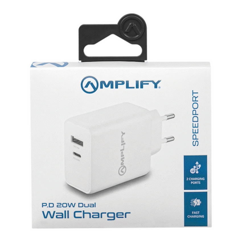 Amplify P.D. 20w Plus USB 12w Dual Wall Charger - White - Image 7