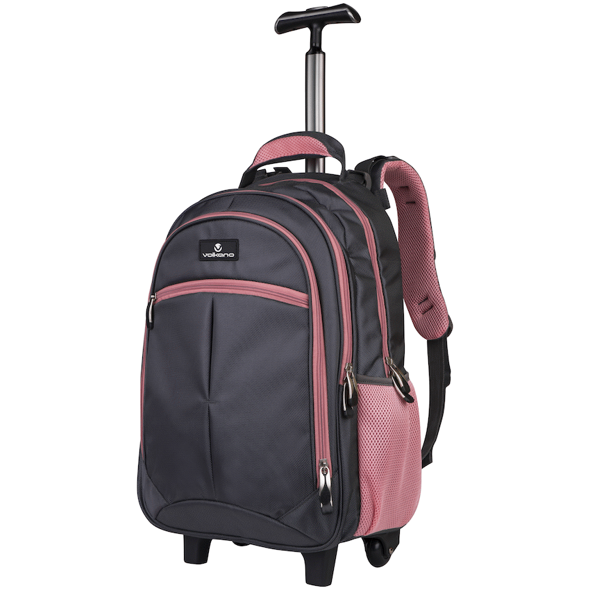 Volkano Orthopaedic Trolley Backpack 27L - Dark Grey/Pink - Image 7