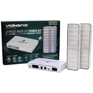 Volkano Backup Power Kit - Mini UPS + 2 150-Lumen Emergency Lights