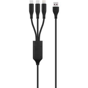 Volkao Nova Series USB A to 2 USb C and lightning cable 100W 1.2m TPE-Black