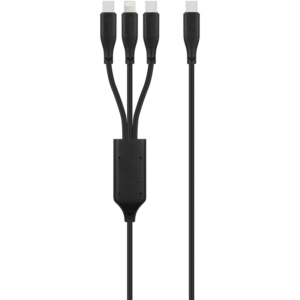 Volkano Nova Series USB C to 2 USB C and lightning cable 100W TPE-Black