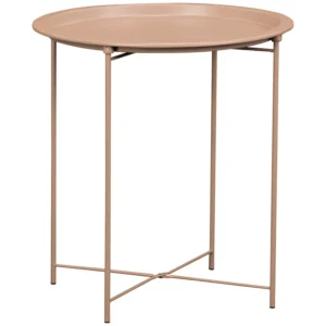 Everfurn Nala Side Table Beige, Painted MDF, Steel Frame