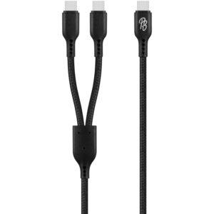 Pro Bass Cord Series 1.2m 15w USB-C to 2x USB-C Braided - Black