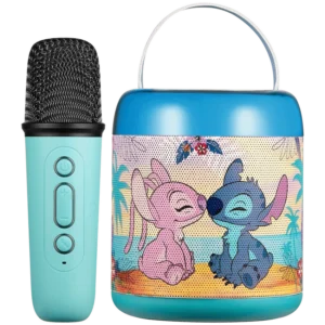 Disney Stitch Cylinder Karaoke Speaker with Bluetooth Microphone
