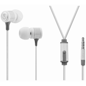 Volkano Earphones with Mic - Metallic Series - White