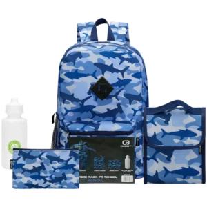 Quest 4-Piece Backpack Set Shark Camo Blue