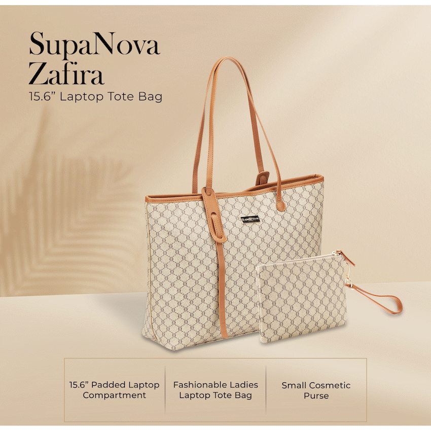 Supanova Zafira 15.6" Laptop Tote Bag Brown - Image 2