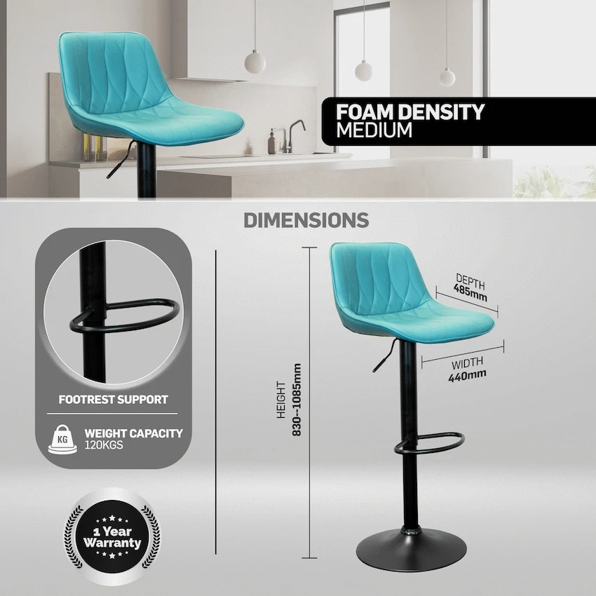 Everfurn Austin Barstool - Blue-Green - Image 4