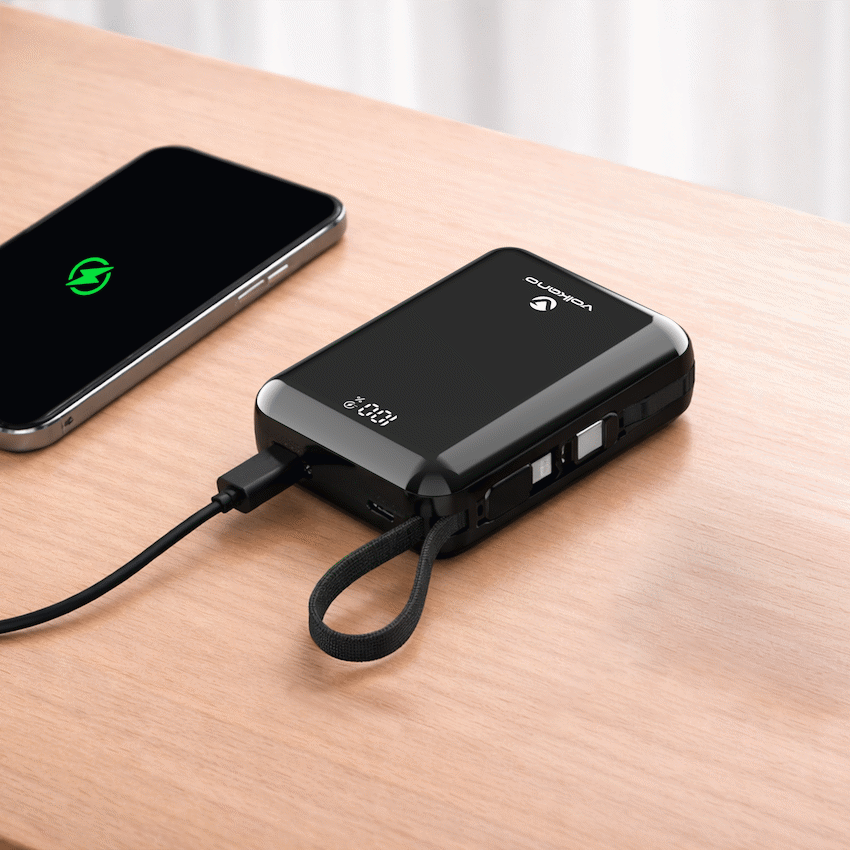 Volkano Solace Series 20 000 mAh Power Bank with Built-in USB-C & Lightning Cable - Black - Image 6
