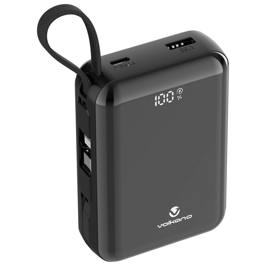 Volkano Solace Series 20 000 mAh Power Bank with Built-in USB-C & Lightning Cable - Black - Image 7