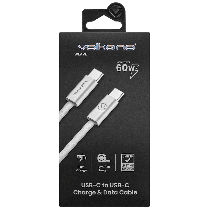Volkano Weave Series 60w USB C to USB C 1.2m-White - Image 9