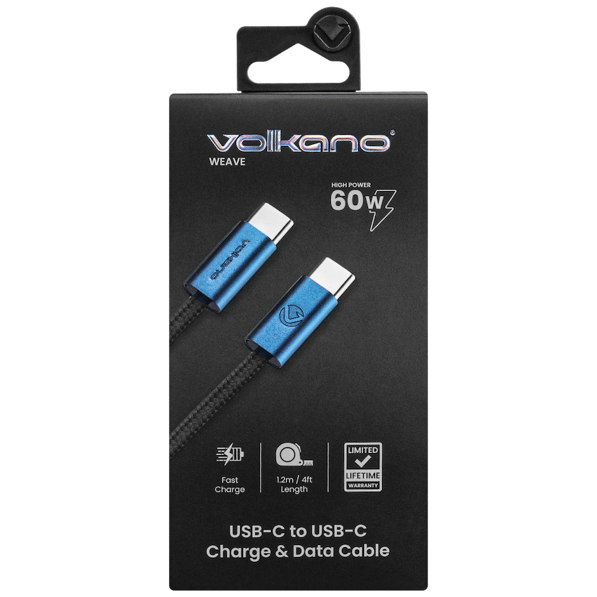 Volkano Weave Series 60w USB C to USB C 1.2m-Blue - Image 9