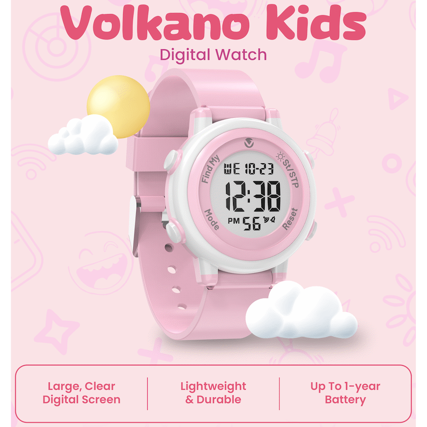 Volkano Kids Digital Watch with Apple Find My - 3ATM Waterproof (Anti-Lost) - Pink - Image 3