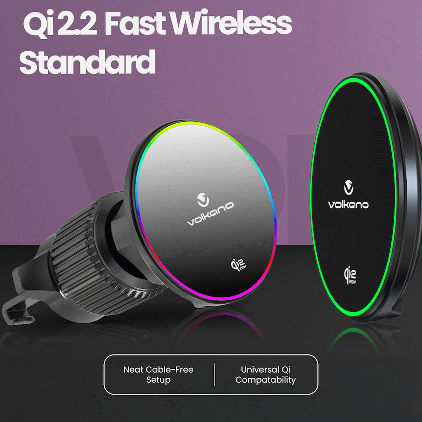 Volkano Volt Series Qi2.2 Magnetic Car Vent Phone Holder - Black - Image 3