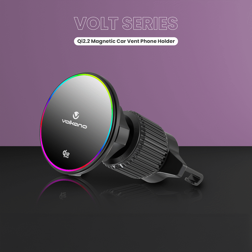 Volkano Volt Series Qi2.2 Magnetic Car Vent Phone Holder - Black - Image 5