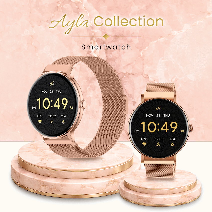 Volkano Ayla Collection Smartwatch with Extra Silicone Strap - Gold - Image 3