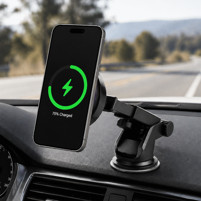 Volkano Sentinel Series Qi2.2 Magnetic Wireless Charging Car Dash Mount Phone Holder - Black - Image 4
