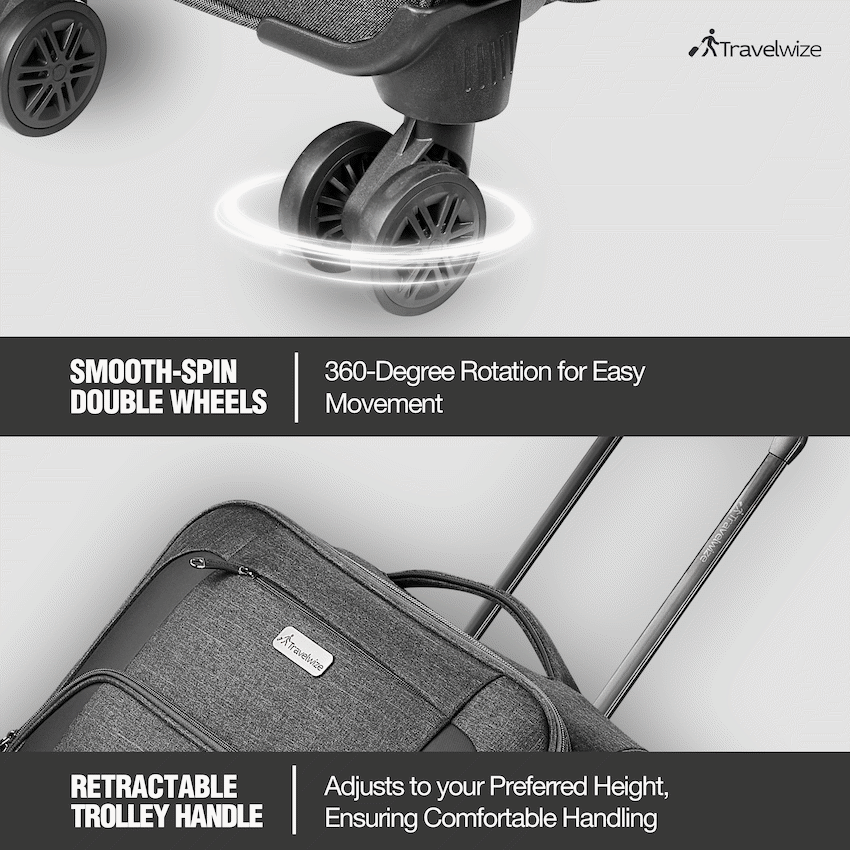 Travelwize Aurora 55cm 4-Wheel Spinner Trolley Case - Grey Melange - Image 5