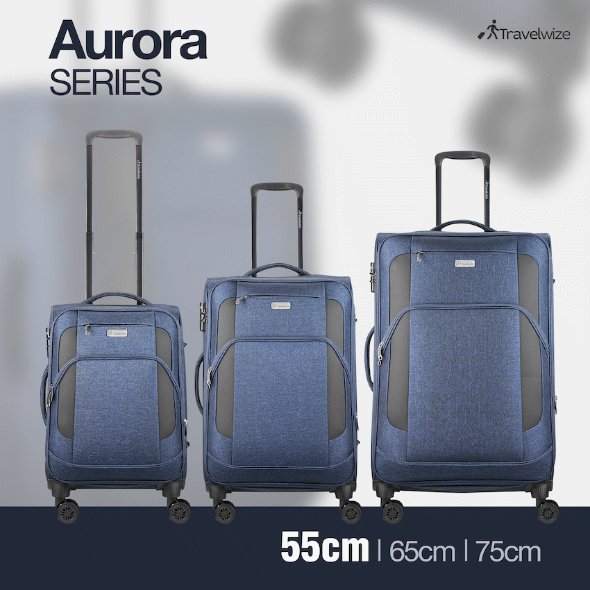 Travelwize Aurora 55cm 4-Wheel Spinner Trolley Case - Navy Melange - Image 5