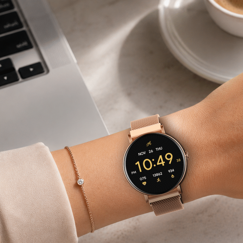 Volkano Ayla Collection Smartwatch with Extra Silicone Strap - Gold - Image 5