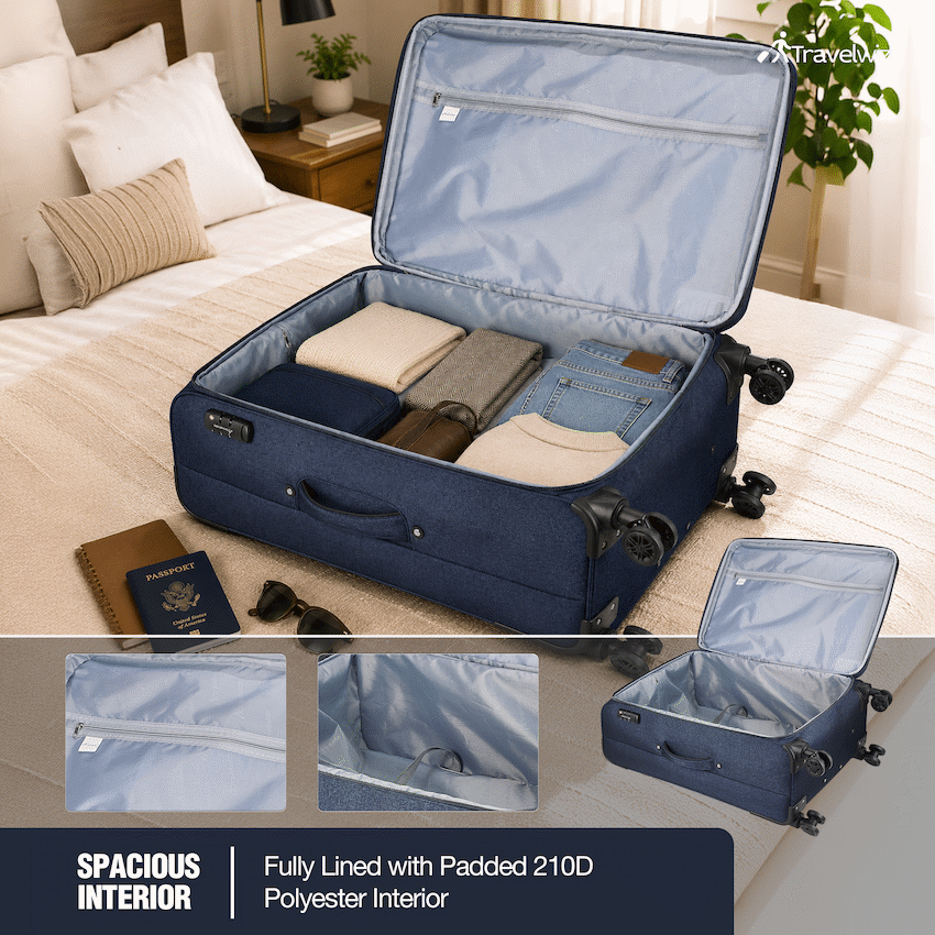 Travelwize Aurora 55cm 4-Wheel Spinner Trolley Case - Navy Melange - Image 6