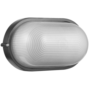 Ellies Illume Series - AC Oval Bulkhead - Aluminium + Glass - E27 Base - BK