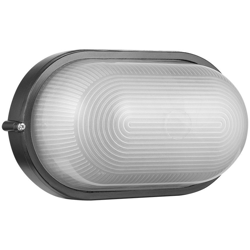 Ellies Illume Series - AC Oval Bulkhead - Aluminium + Glass - E27 Base - BK