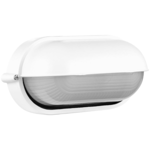 Ellies Arc Series - AC Oval Bulkhead - Aluminium + Glass - E27 Base -WT