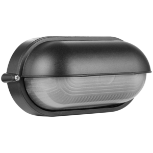 Ellies Arc Series - AC Oval LED Bulkhead - Aluminium + Glass - E27 Base -BK