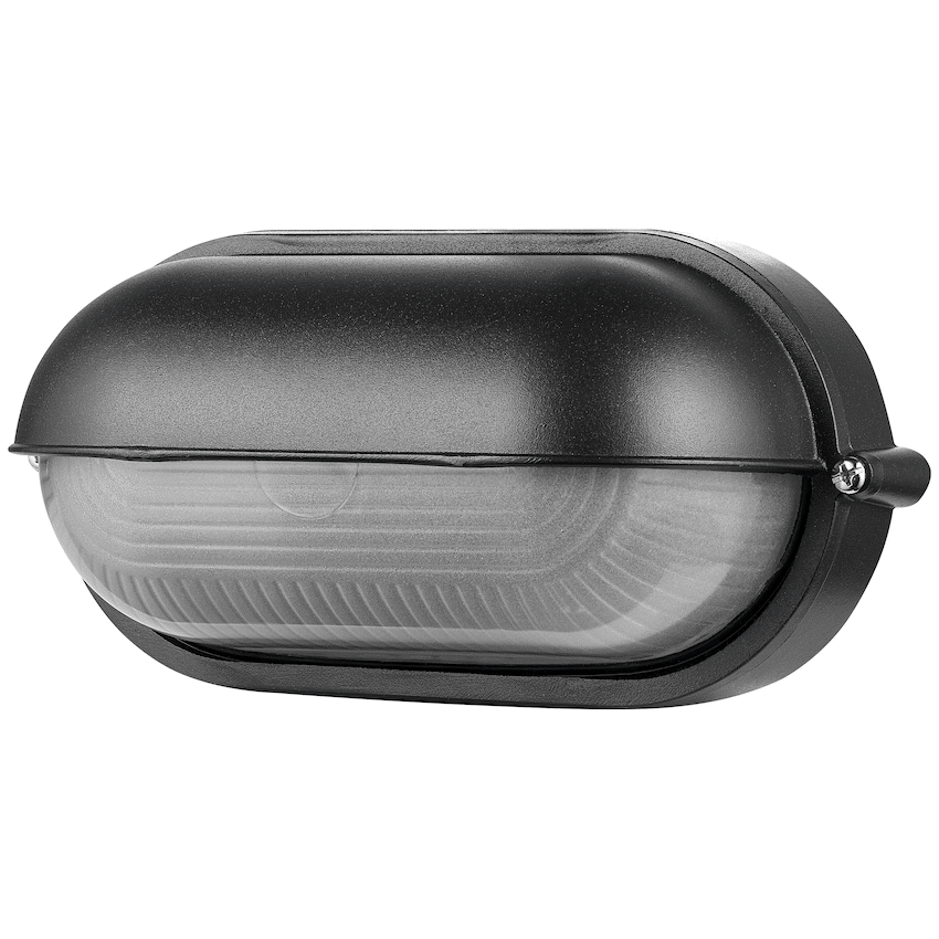 Ellies Arc Series - AC Oval LED Bulkhead - Aluminium + Glass - E27 Base -BK - Image 6
